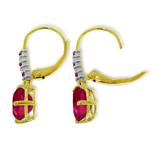 3.18 Carat 14K Solid Yellow Gold Longevity Ruby Diamond Earrings