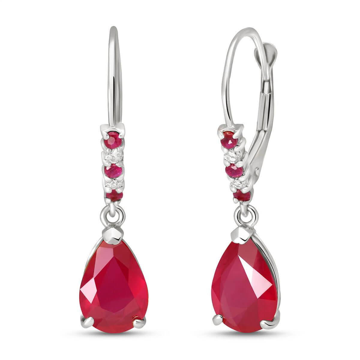 3.18 Carat 14K Solid White Gold Voyages Ruby Diamond Earrings