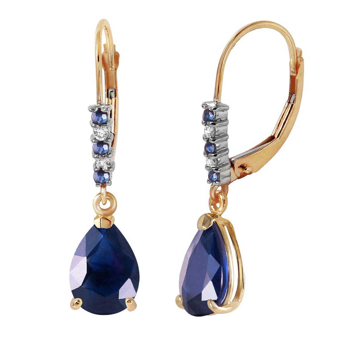3.18 Carat 14K Solid Yellow Gold Longevity Sapphire Diamond Earrings