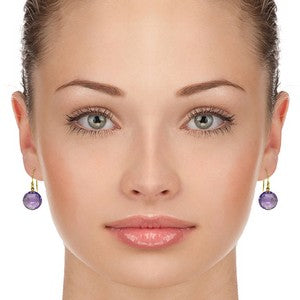 12 Carat 14K Solid Yellow Gold Lumiere Amethyst Earrings