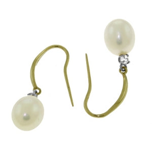 8.1 Carat 14K Solid Yellow Gold Joya Pearl Diamond Earrings