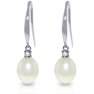 8.1 Carat 14K Solid White Gold Life Of Celebration Pearl Diamond Earrings