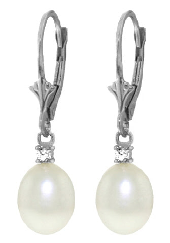 8.1 Carat 14K Solid Rose Gold Leverback Earrings Diamond Pearl