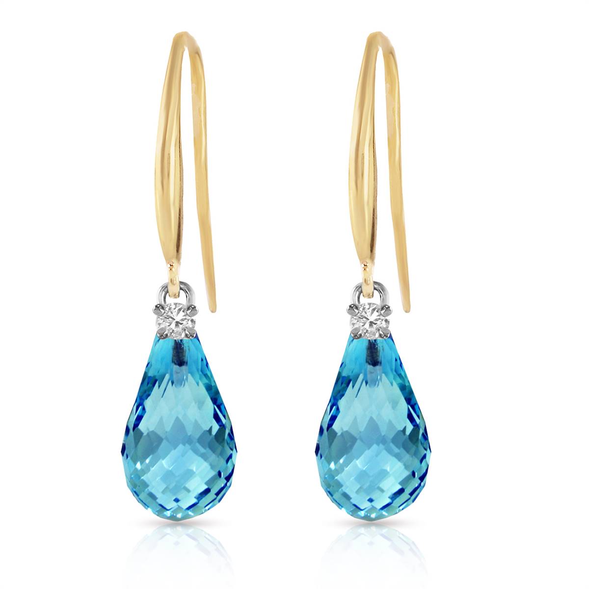 4.6 Carat 14K Solid Yellow Gold Joya Blue Topaz Diamond Earrings