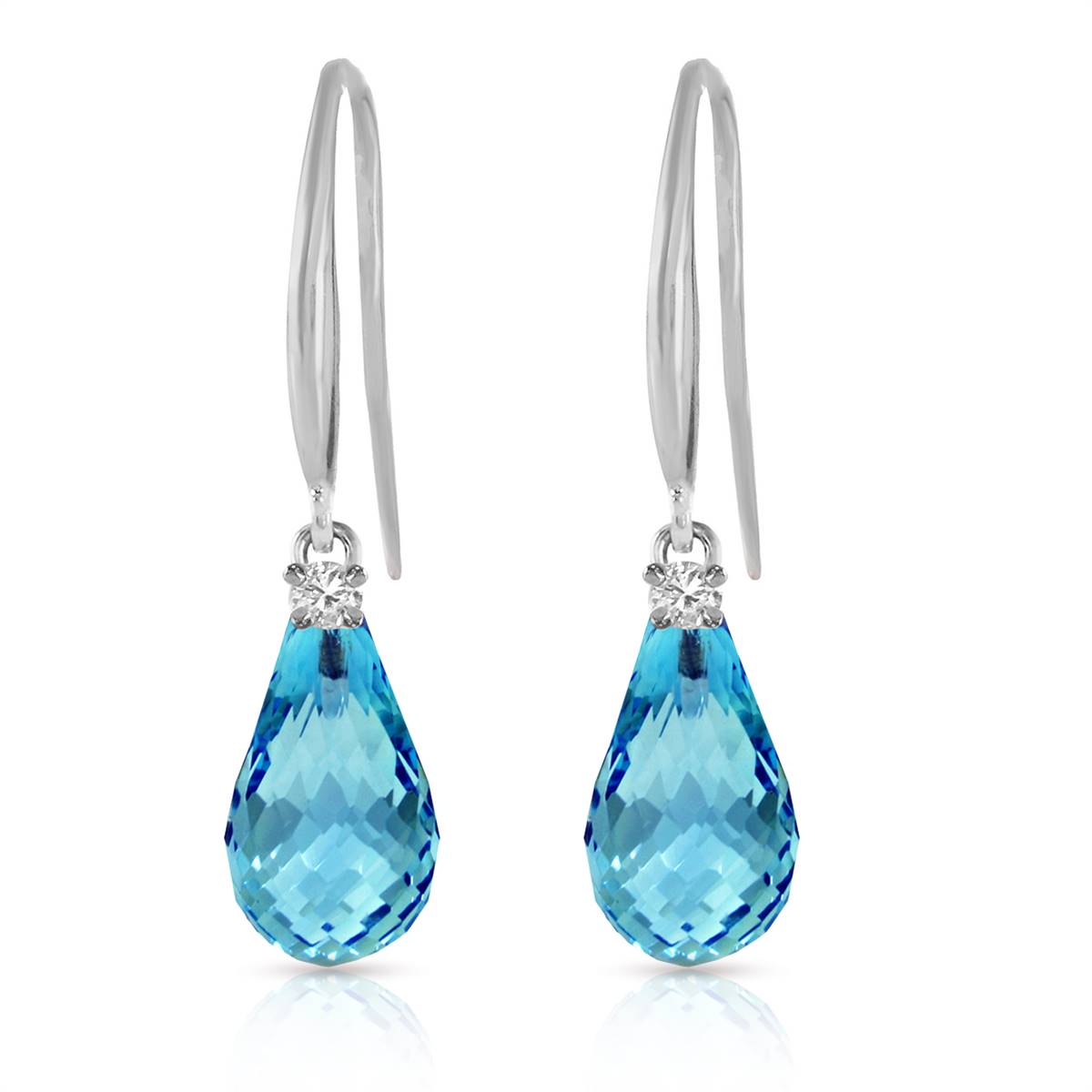 4.6 Carat 14K Solid White Gold Lose Yourself Blue Topaz Diamond Earrings