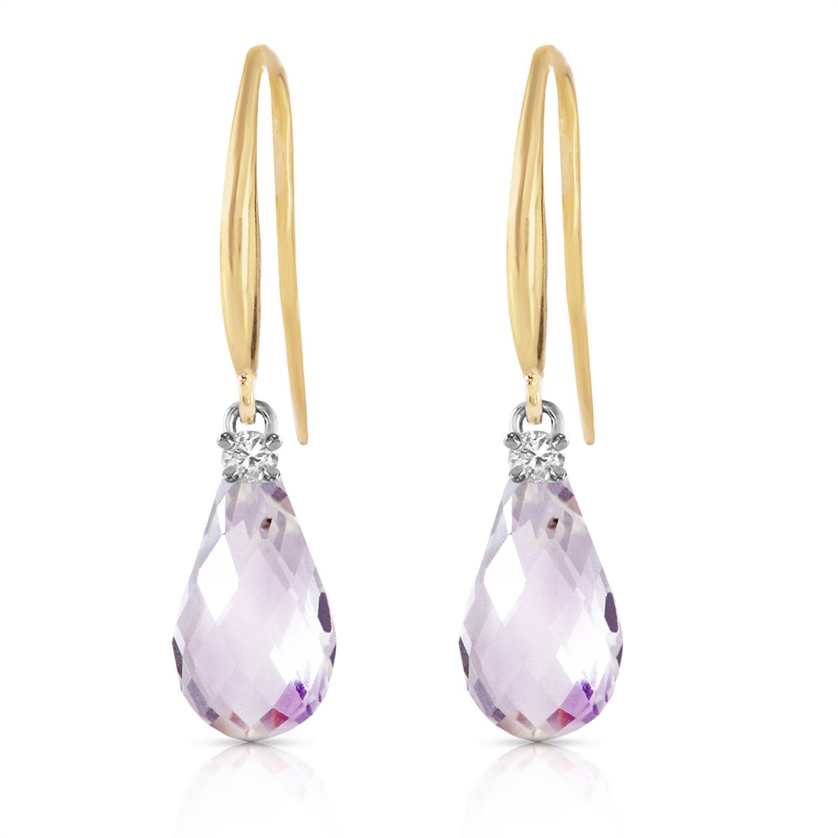 4.6 Carat 14K Solid Yellow Gold Joya Pink Topaz Diamond Earrings