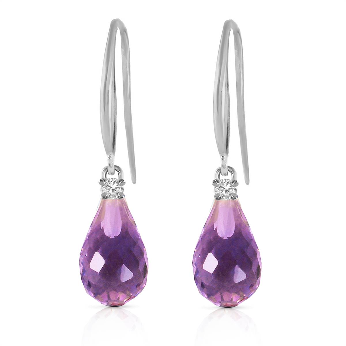4.6 Carat 14K Solid White Gold Longings Reflected Amethyst Diamond Earrings