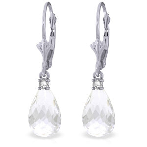 4.6 Carat 14K Solid White Gold Leverback Earrings Diamond White Topaz