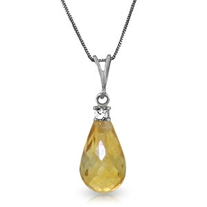 2.3 Carat 14K Solid White Gold As Usual Citrine Diamond Necklace