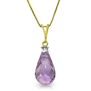 2.3 Carat 14K Solid Yellow Gold Ask For More Amethyst Diamond Necklace
