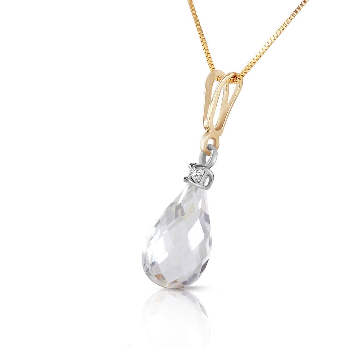 2.3 Carat 14K Solid Yellow Gold Abounding Grace White Topaz Necklace