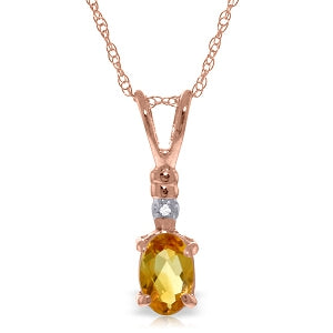 14K Solid Rose Gold Natural Diamond & Citrine Necklace Jewelry