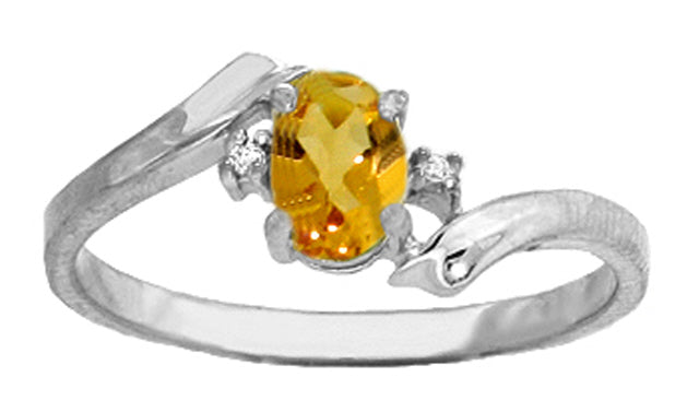 0.46 Carat 14K Solid Yellow Gold Wear My Wings Citrine Diamond Ring