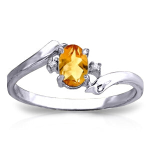 0.46 Carat 14K Solid White Gold Love Carries On Citrine Diamond Ring