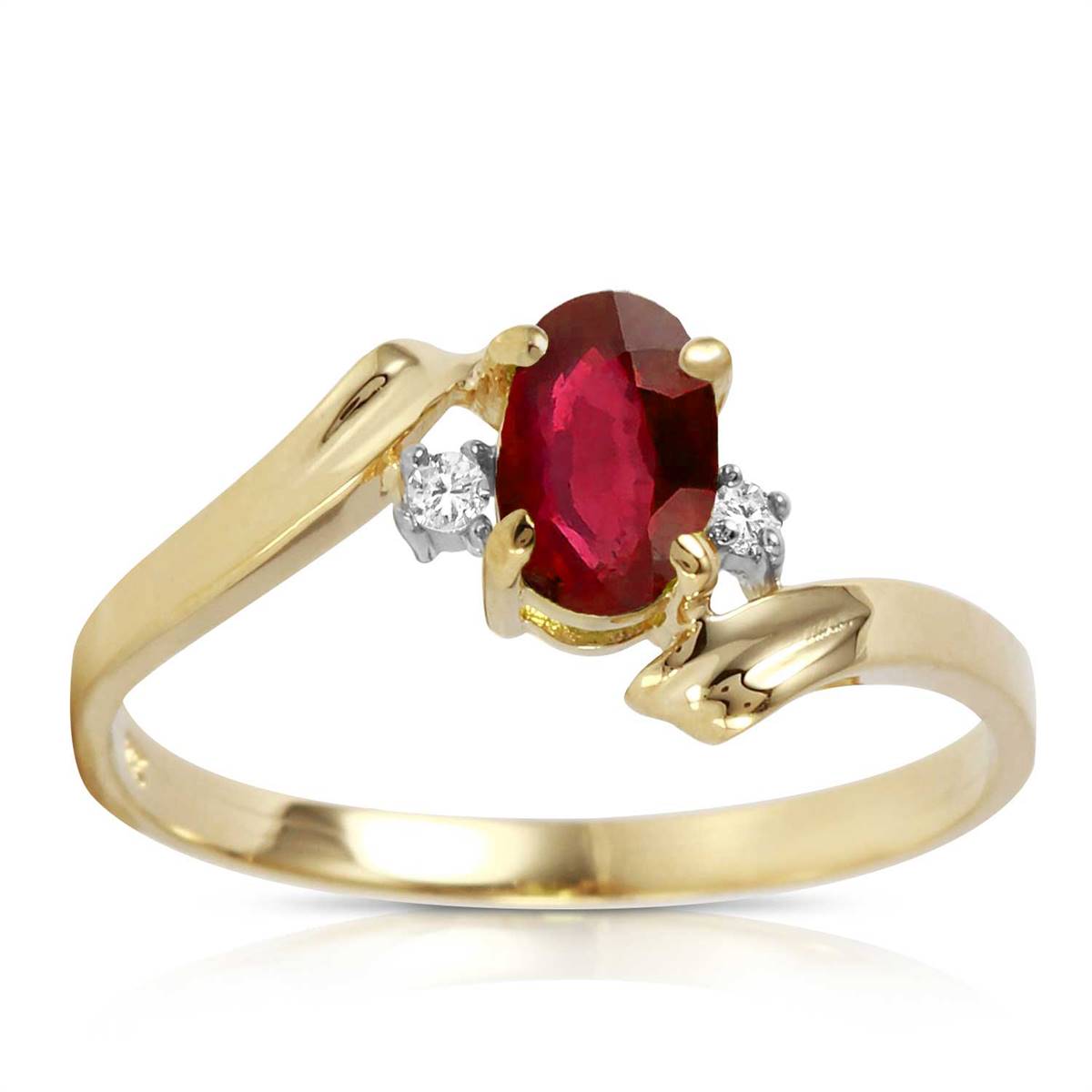 0.46 Carat 14K Solid Yellow Gold Rings Natural Diamond Ruby