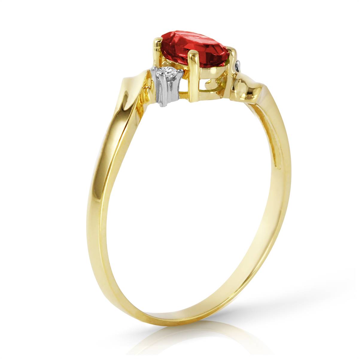 0.46 Carat 14K Solid Yellow Gold Rings Natural Diamond Ruby