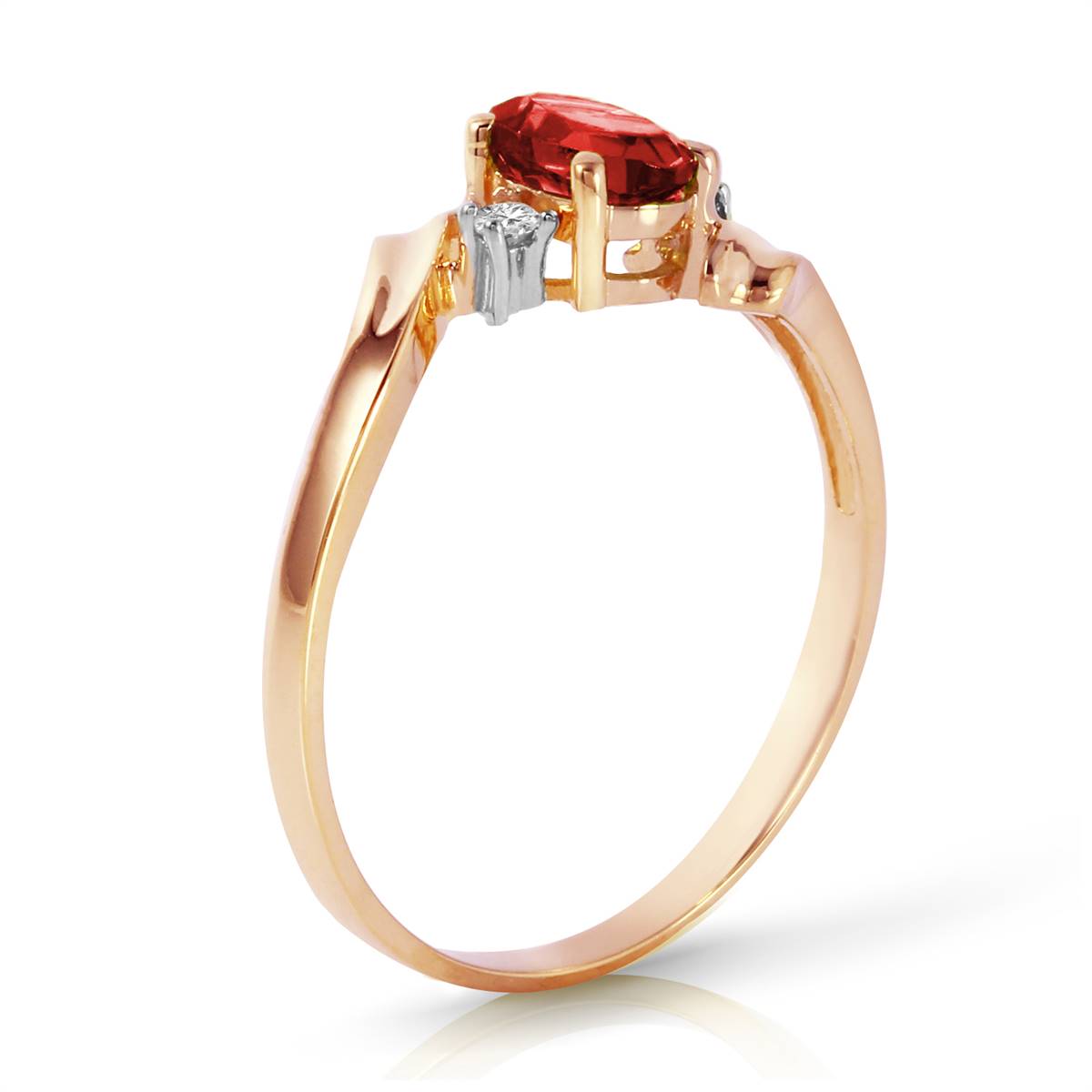 0.46 Carat 14K Solid Rose Gold Rings Natural Diamond Ruby