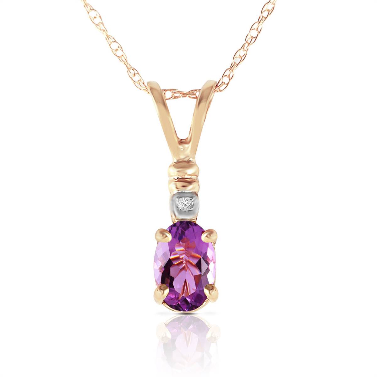 0.46 Carat 14K Solid Yellow Gold Applause Amethyst Diamond Necklace