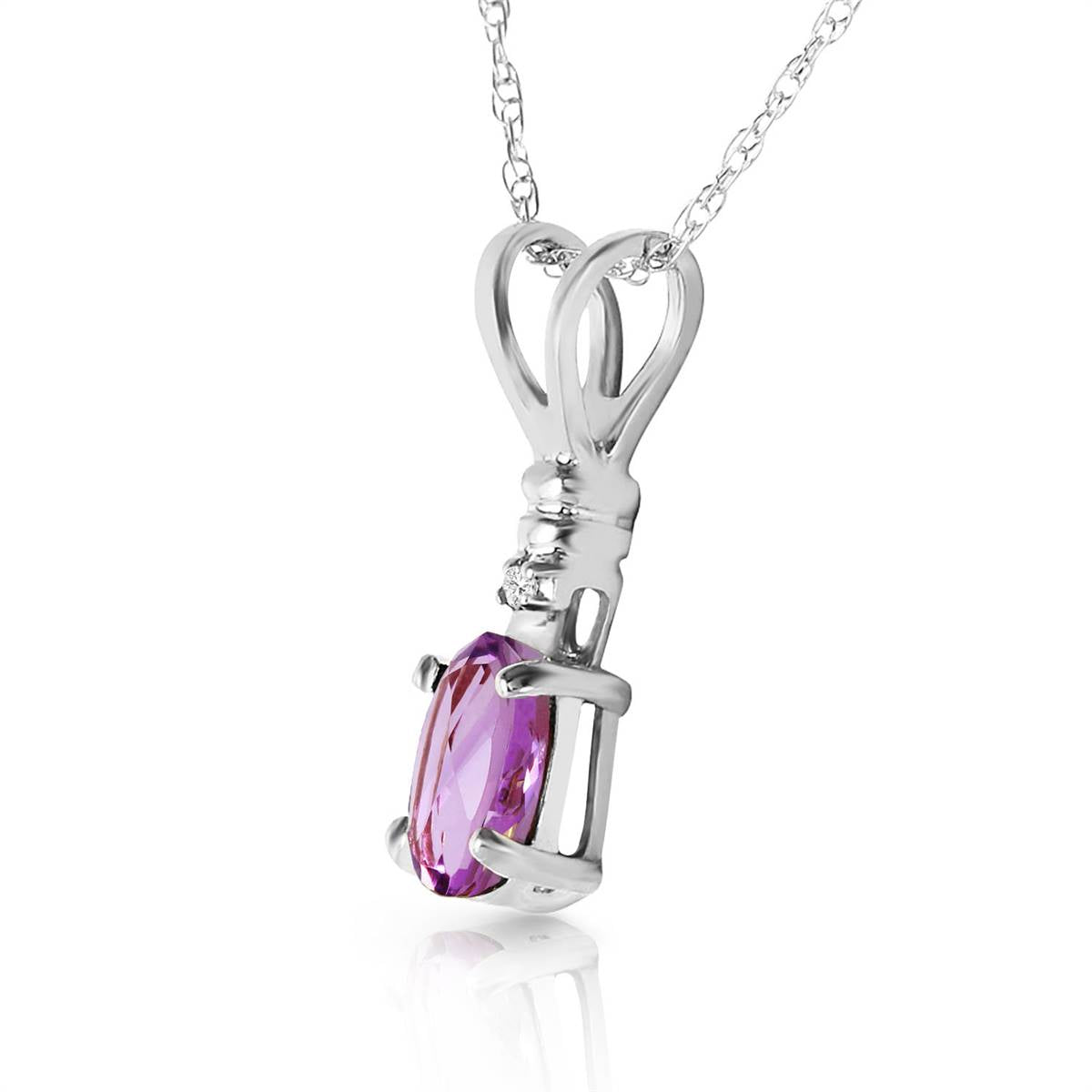 0.46 Carat 14K Solid White Gold Swift Moment Amethyst Diamond Necklace