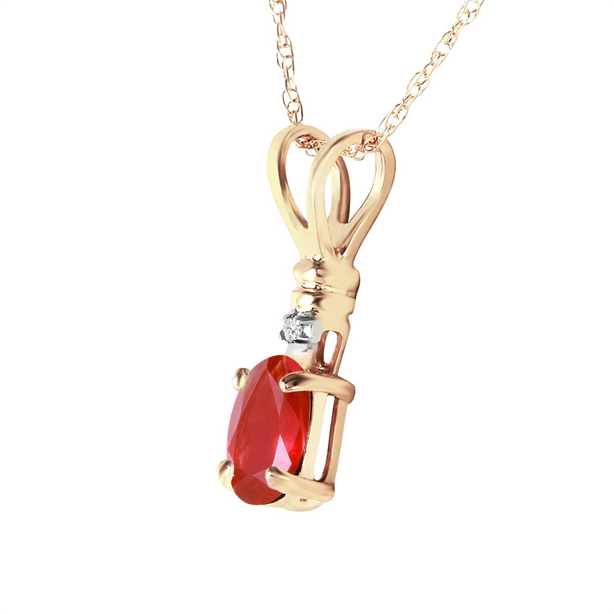 0.46 Carat 14K Solid Yellow Gold Earthly Goods Ruby Diamond Necklace