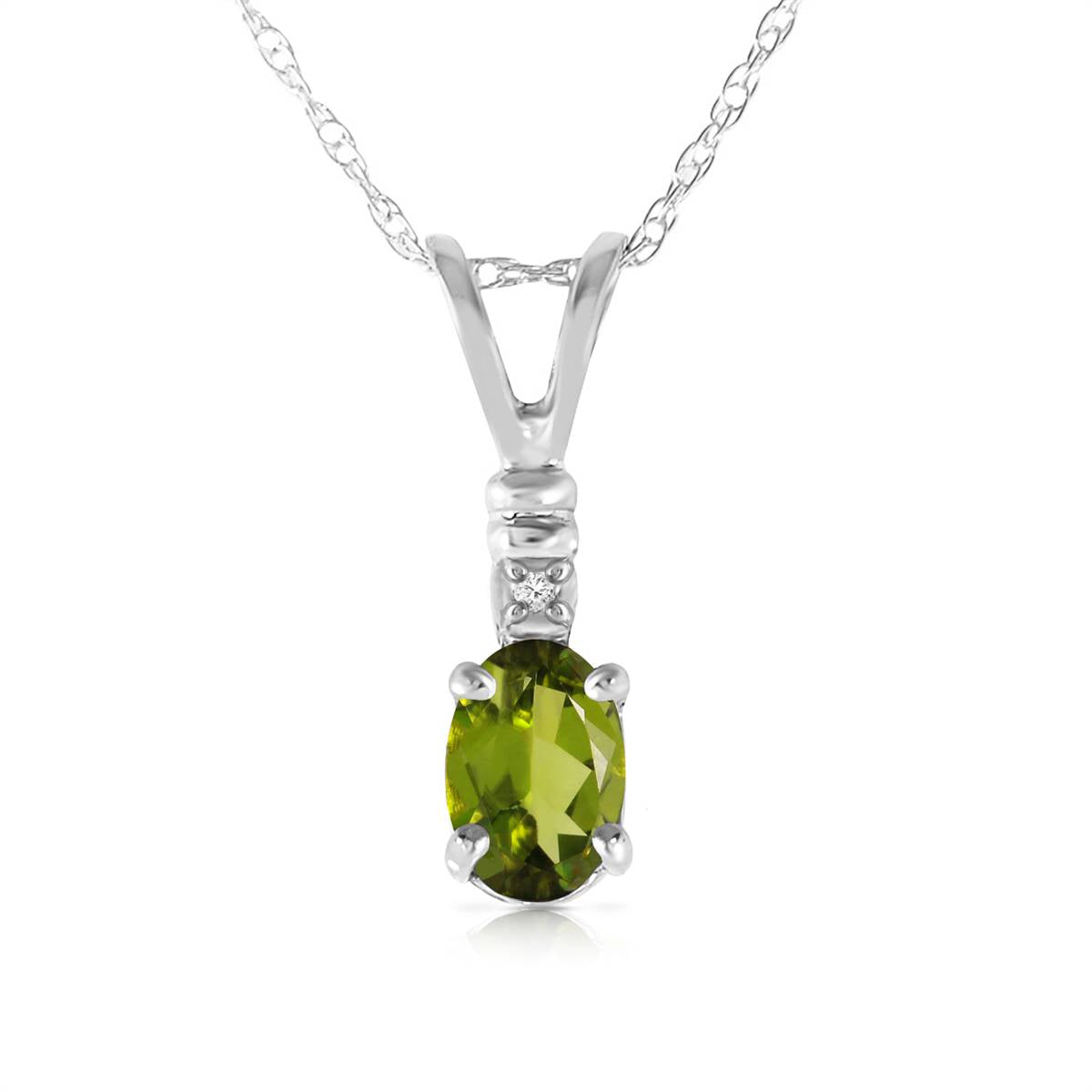 0.46 Carat 14K Solid White Gold Once In A Lifetime Peridot Diamond Necklace