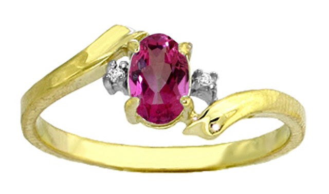 0.46 Carat 14K Solid White Gold Rings Natural Diamond Pink Topaz