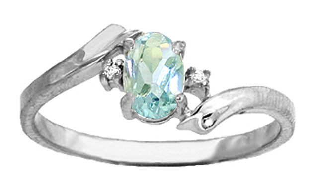 0.46 Carat 14K Solid Yellow Gold Rings Natural Diamond Aquamarine