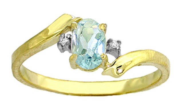 0.46 Carat 14K Solid White Gold Rings Natural Diamond Aquamarine