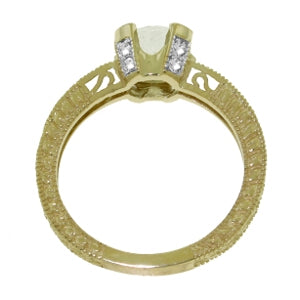 1.8 Carat 14K Solid Yellow Gold Fleshless Chant Aquamarine Diamond Ring