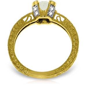 1.8 Carat 14K Solid Yellow Gold Fleshless Chant Aquamarine Diamond Ring