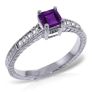 0.65 Carat 14K Solid White Gold Very Necklaceessary Amethyst Diamond Ring