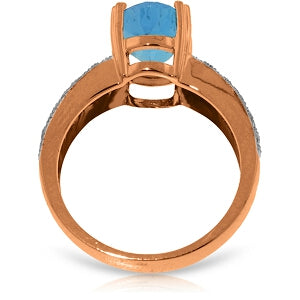 14K Solid Rose Gold Rings w/ Natural Diamonds & Blue Topaz