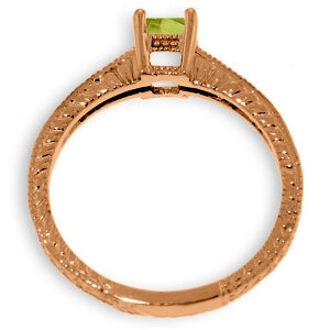 14K Solid Rose Gold Ring Natural Diamond & Peridot Gemstone