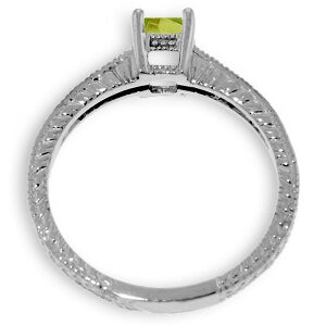 0.65 Carat 14K Solid White Gold Story Of Own Peridot Diamond Ring