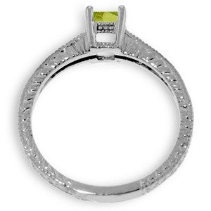 0.65 Carat 14K Solid White Gold Story Of Own Peridot Diamond Ring