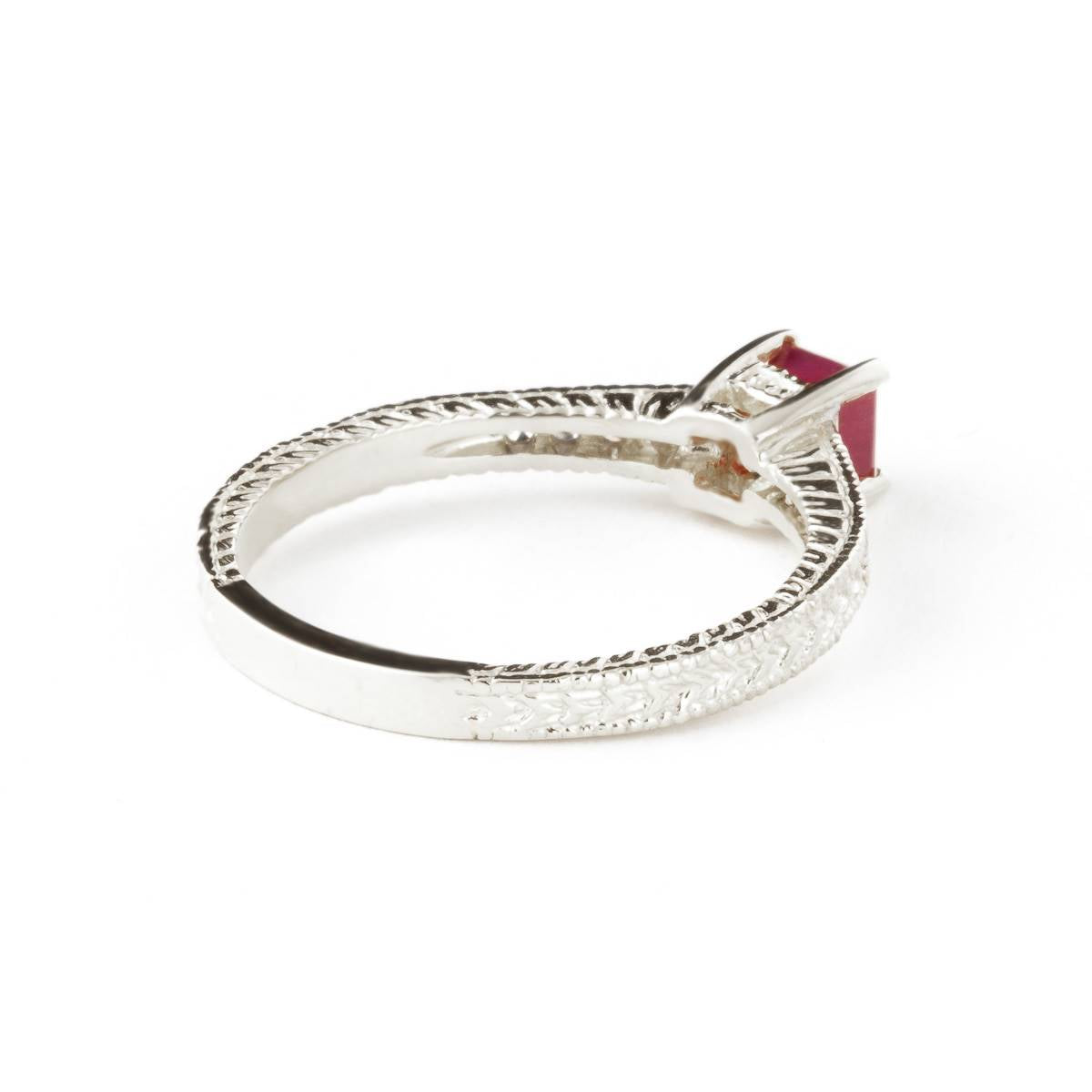 0.65 Carat 14K Solid White Gold Immediate Delight Ruby Diamond Ring