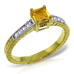 0.65 Carat 14K Solid Yellow Gold Lover's Abode Citrine Diamond Ring