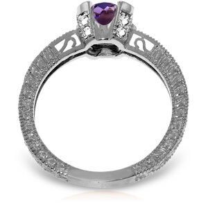 1.8 Carat 14K Solid White Gold Gesture Of Love Amethyst Diamond Ring