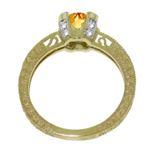 1.8 Carat 14K Solid Yellow Gold Having A Moment Citrine Diamond Ring