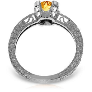1.8 Carat 14K Solid White Gold Tashiana Citrine Diamond Ring