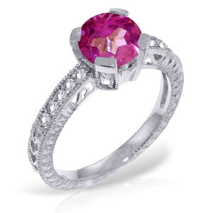 1.8 Carat 14K Solid White Gold Sincere Thanks Pink Topaz Diamond Ring