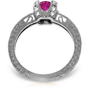 1.8 Carat 14K Solid White Gold Sincere Thanks Pink Topaz Diamond Ring