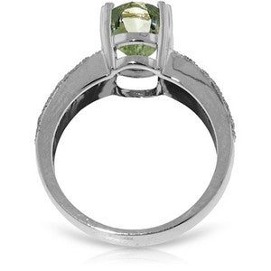 3.2 Carat 14K Solid White Gold Ring Natural Diamond Green Amethyst