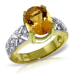 3.2 Carat 14K Solid Yellow Gold Everything Is Blooming Citrine Diamond Ring