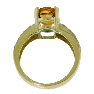 3.2 Carat 14K Solid Yellow Gold Everything Is Blooming Citrine Diamond Ring