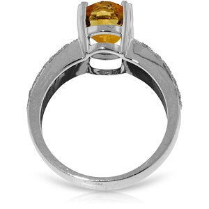 3.2 Carat 14K Solid White Gold Lucky Girl Citrine Diamond Ring