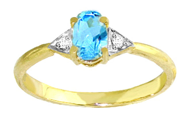 0.46 Carat 14K Solid White Gold Spanish Eyes Blue Topaz Diamond Ring