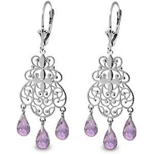 3.75 Carat 14K Solid White Gold Time Is A Friend Amethyst Earrings