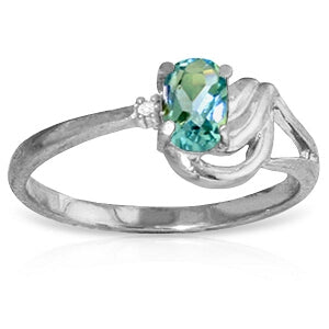0.46 Carat 14K Solid White Gold Female Allure Blue Topaz Diamond Ring