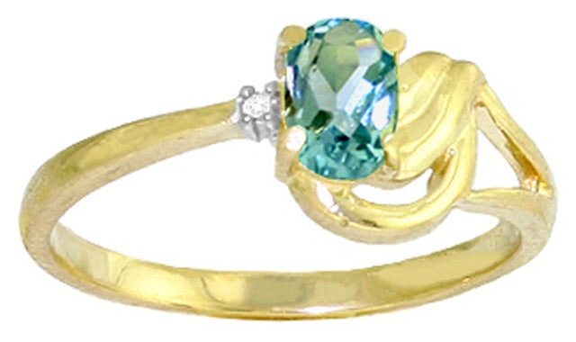 0.46 Carat 14K Solid White Gold Female Allure Blue Topaz Diamond Ring